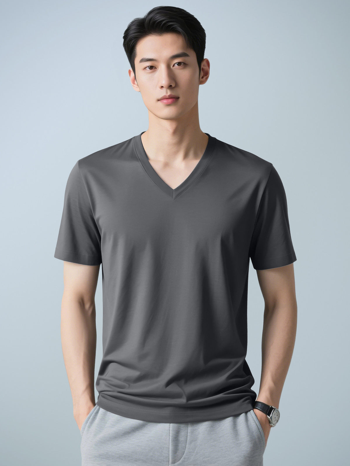 Men's Casual Solid Color Short Sleeve Crew Neck T-Shirt