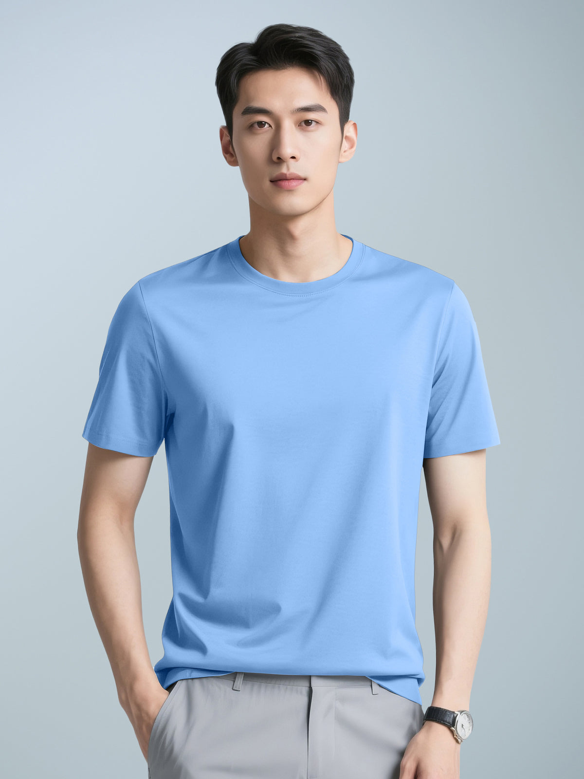 Men's Casual Solid Color Short Sleeve Crew Neck T-Shirt